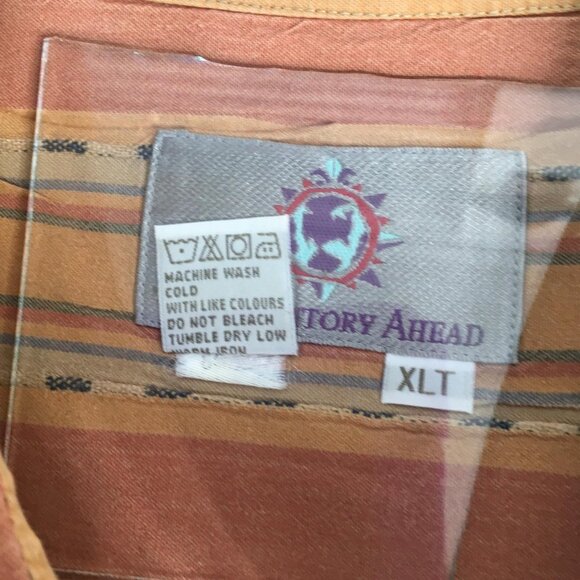 The Territory Ahead Shirt Mens XLT Rust Tan Striped Southwestern Long Sleeve - Picture 13 of 14